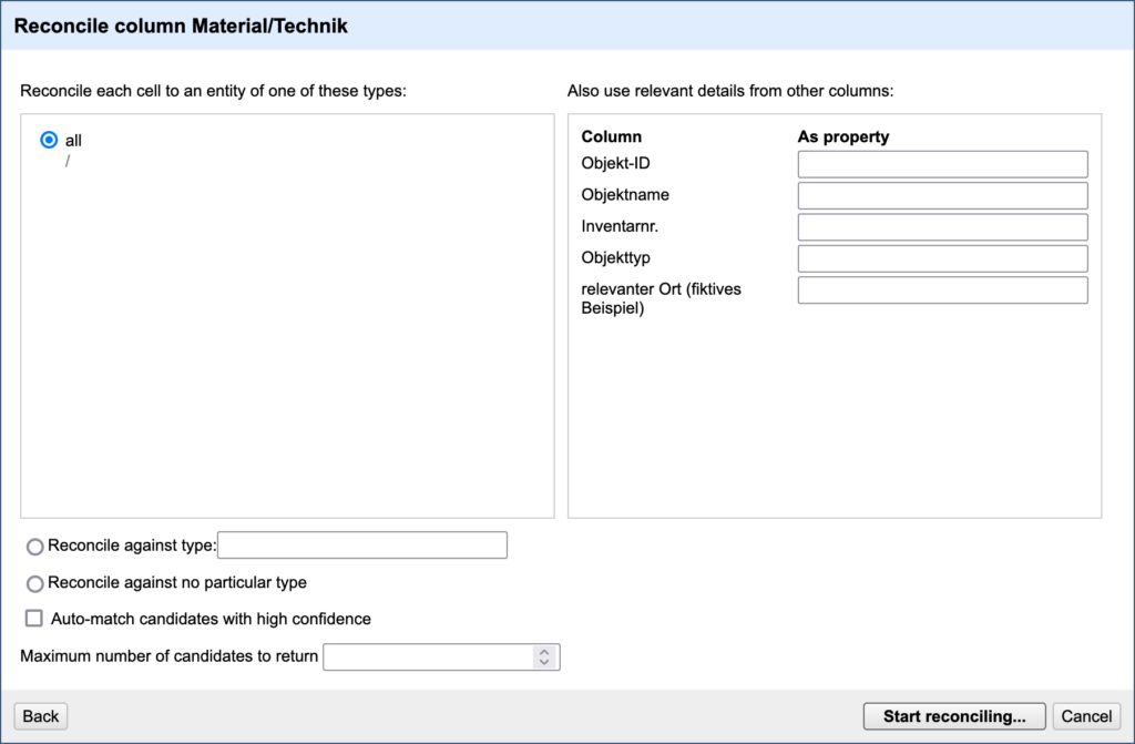 Screenshot from OpenRefine