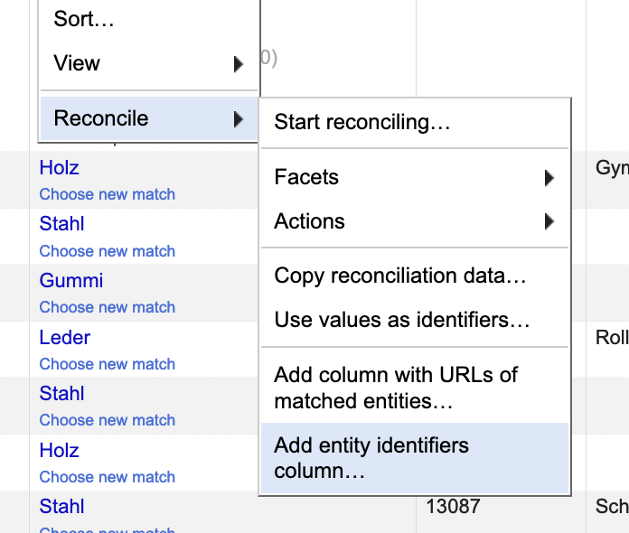 Screenshot from OpenRefine