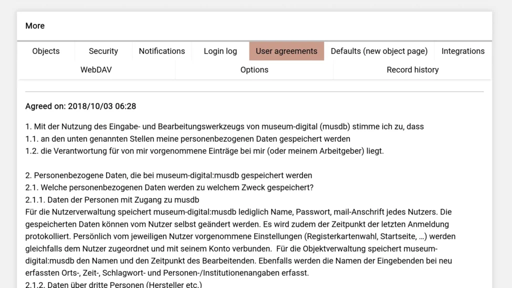 Screenshot of the user editing page.