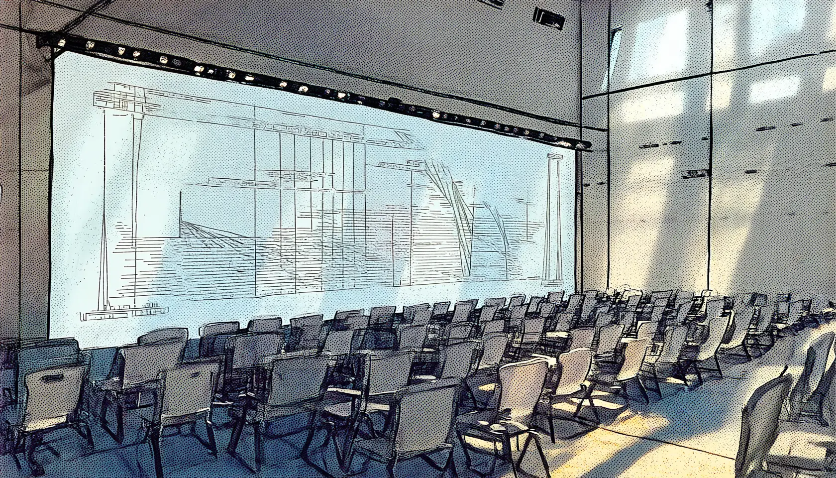 AI generated banner image depicting a conference hall.