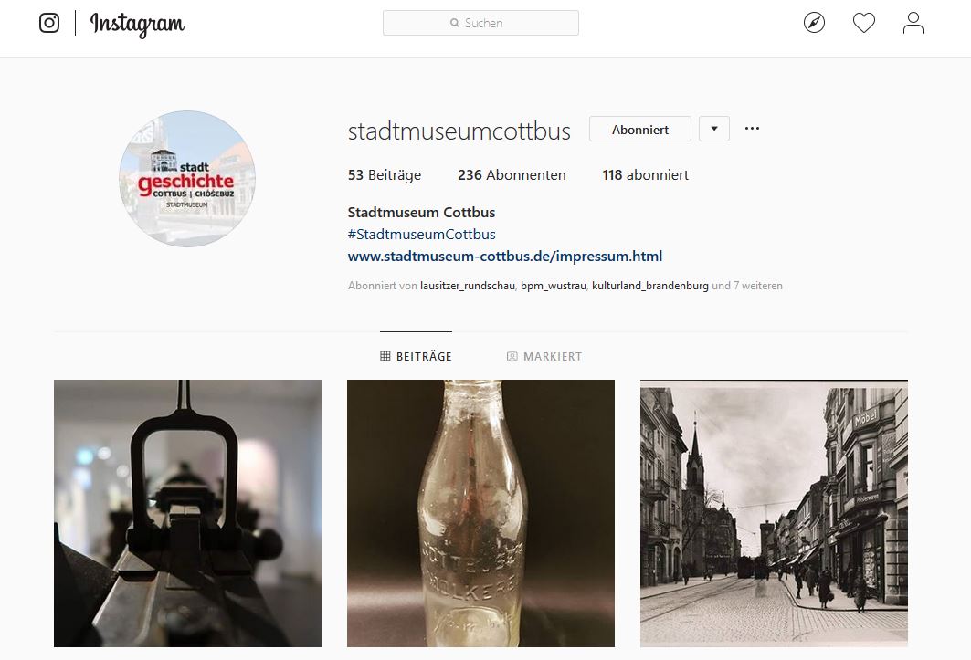 “Der Instagramauftritt des Stadtmuseums Cottbus”