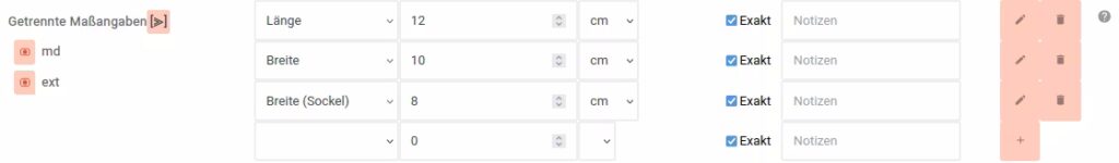 Screenshot: Reimplementierte “Getrennte Maßangaben”