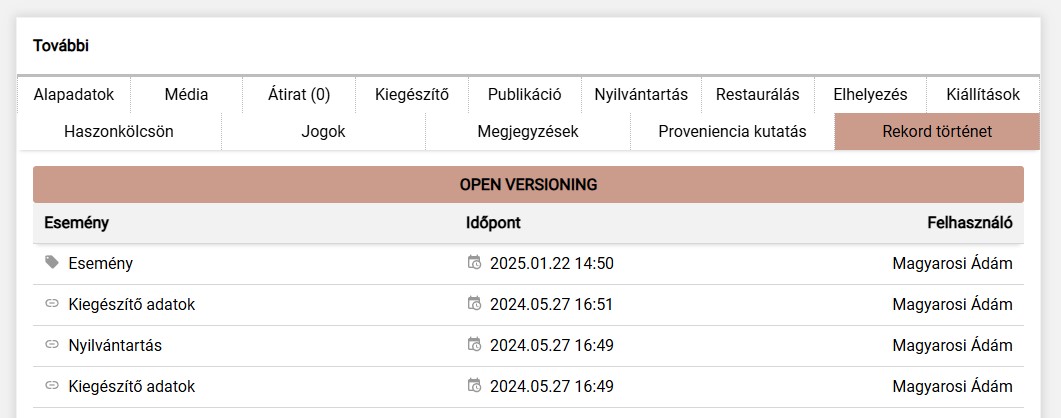 Screenshot: Versioning