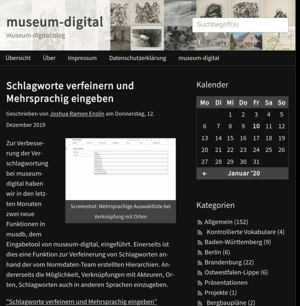 Dark Mode im Blog von museum-digital