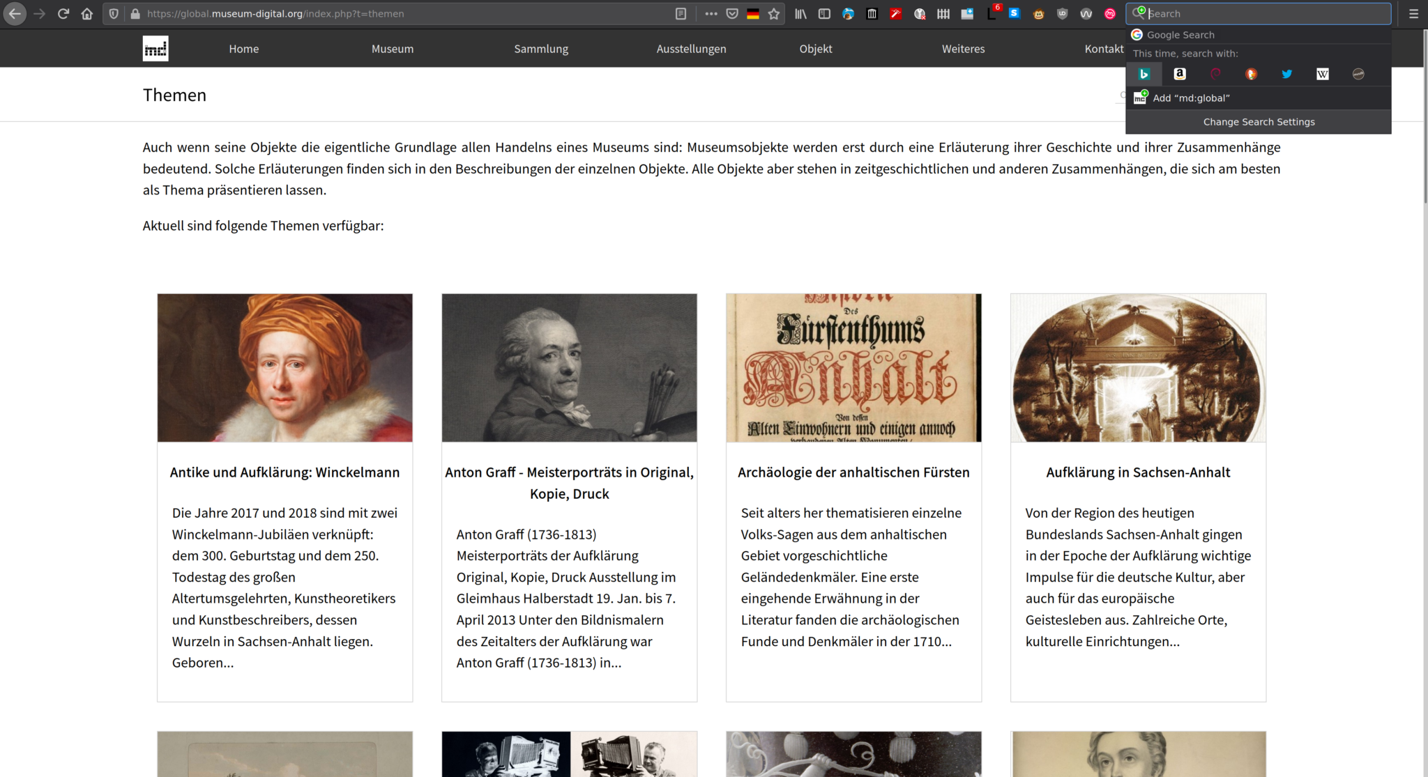 OpenSearch: Search museum-digital directly from the browser’s search ...