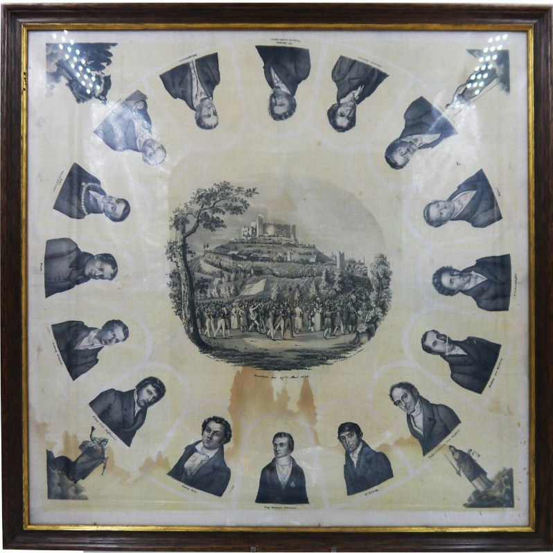 Hambacher Taschentuch mit den Protagonisten der Bewegung am 27.05.1832