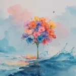 KI-generiertes Bild eines Blumenstraßes in Wasser