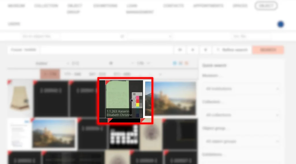 Screenshot in the object overview.